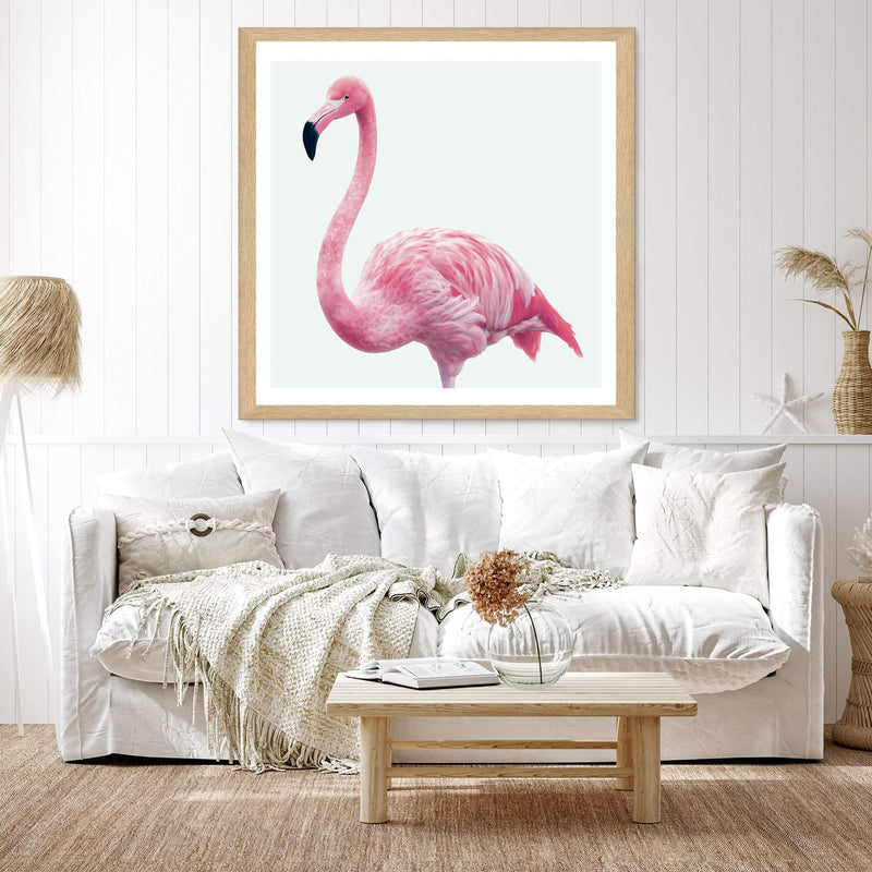 Painted Flamingo Square-The Paper Tree-Art Print,art prints,Artwork,bird,boho,feathers,flamingo,miami,paint,painted,PAINTED FLAMINGO,palm springs,pink,pink bird,premium art print,square,tropical,wall art,Wall_Art,Wall_Art_Prints