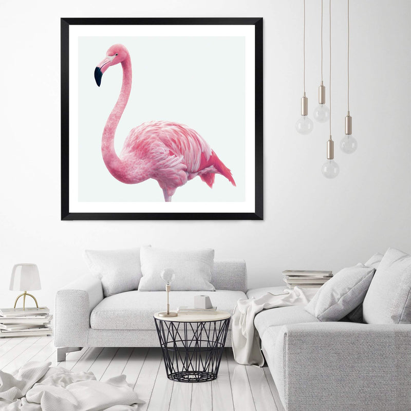 Painted Flamingo Square-The Paper Tree-Art Print,art prints,Artwork,bird,boho,feathers,flamingo,miami,paint,painted,PAINTED FLAMINGO,palm springs,pink,pink bird,premium art print,square,tropical,wall art,Wall_Art,Wall_Art_Prints