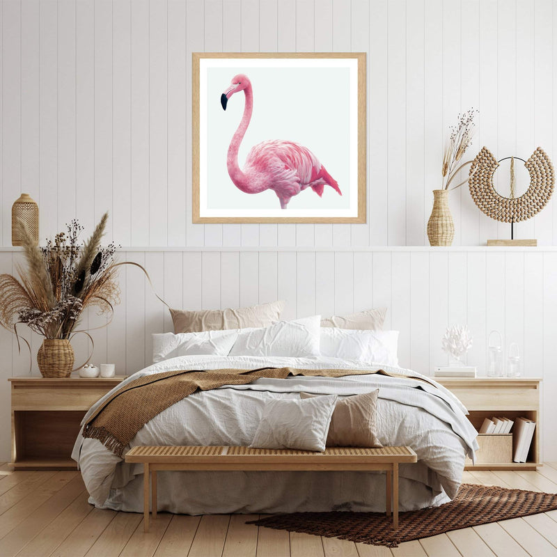 Painted Flamingo Square-The Paper Tree-Art Print,art prints,Artwork,bird,boho,feathers,flamingo,miami,paint,painted,PAINTED FLAMINGO,palm springs,pink,pink bird,premium art print,square,tropical,wall art,Wall_Art,Wall_Art_Prints