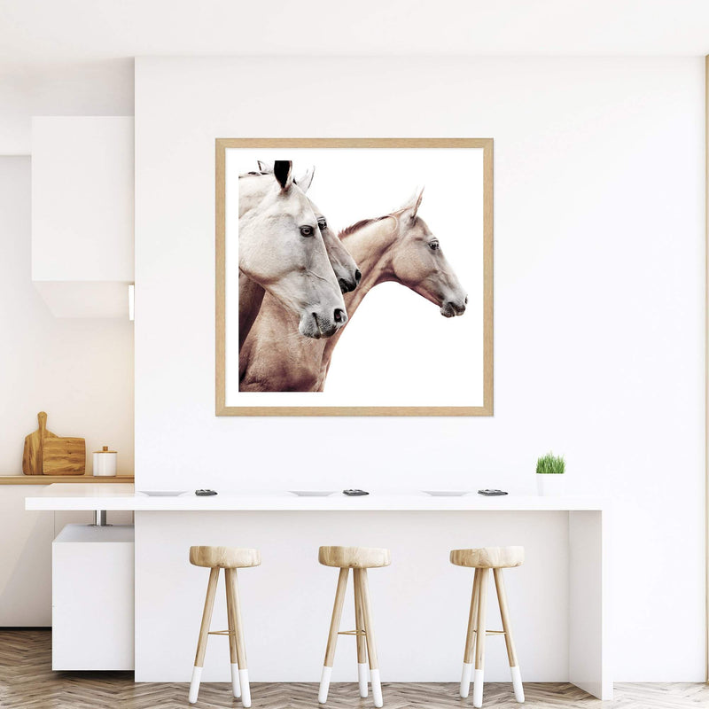 Palomino Horses Square-The Paper Tree-animal,Art Print,art prints,Artwork,beige,boho,cream,framed,hamptons,horse,horses,neutral,palomino,premium art print,square,stallion,wall art,Wall_Art,Wall_Art_Prints