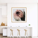 Peach Protea Flower Square-The Paper Tree-Art Print,art prints,Artwork,australian native,boho,botanical,floral,flower,framed,green,Muted Tone,peach,peach protea,premium art print,protea,protea flower,square,wall art,Wall_Art,Wall_Art_Prints