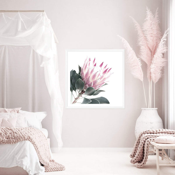 Dusty Pink Protea Square II-The Paper Tree-dusty pink,floral,floral artwork,flower,flowers,green,pink,pink flower,pink protea,portait,premium art print,protea,protea art,protea flower,protea flowers,square,wall art,Wall_Art,Wall_Art_Prints