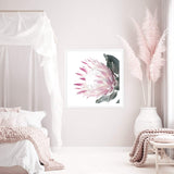 Dusty Pink Protea Square-The Paper Tree-dusty pink,floral,floral artwork,flower,flowers,green,pink,pink flower,pink protea,portrait,protea,protea art,protea artwork,protea flower,protea flowers,square,wall art,Wall_Art,Wall_Art_Prints