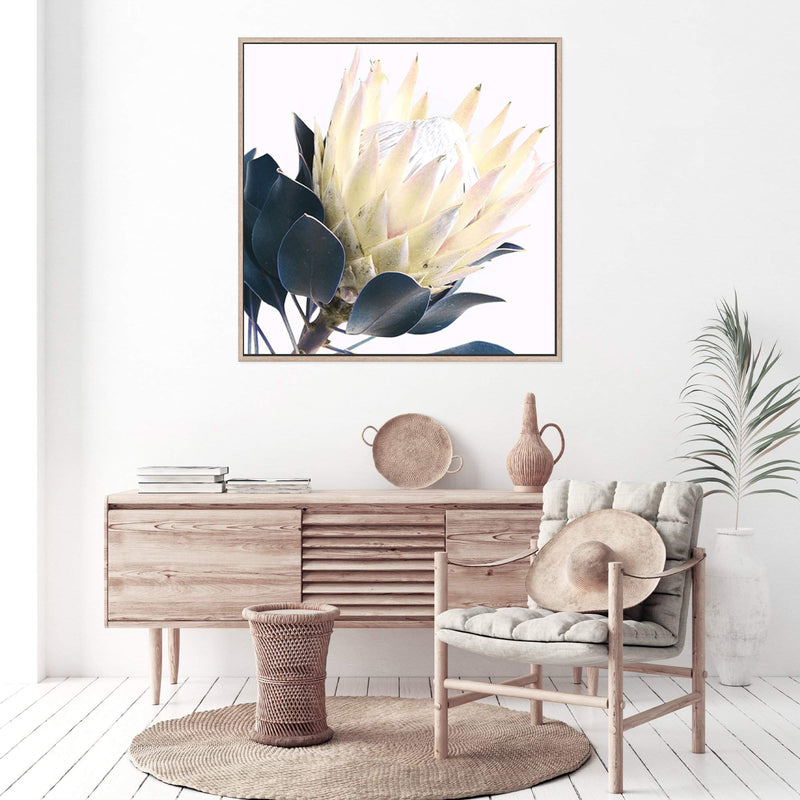 Yellow Protea Square II-The Paper Tree-floral,flower,flowers,portrait,premium art print,protea,protea flower,protea flowers,square,wall art,Wall_Art,Wall_Art_Prints,yellow,yellow flower