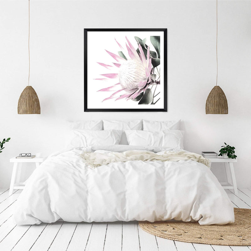 Pink Protea Square-The Paper Tree-dusty pink,floral,flower,flowers,pink flower,pink protea,portrait,premium art print,protea,protea flower,protea flowers,square,wall art,Wall_Art,Wall_Art_Prints