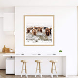 Highland Cattle Herd | Square-The Paper Tree-animal,Art Print,art prints,Artwork,boho,framed,highland,highland bull,highland cattle,highland cow,neutral,premium art print,square,tan,wall art,Wall_Art,Wall_Art_Prints