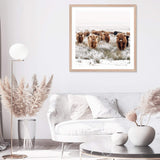 Highland Cattle Herd | Square-The Paper Tree-animal,Art Print,art prints,Artwork,boho,framed,highland,highland bull,highland cattle,highland cow,neutral,premium art print,square,tan,wall art,Wall_Art,Wall_Art_Prints