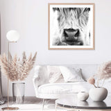 Highland Cow Portrait II | Square-The Paper Tree-animal,Art Print,art prints,Artwork,black & white,boho,framed,highland,highland bull,highland cattle,highland cow,monochrome,premium art print,square,wall art,Wall_Art,Wall_Art_Prints