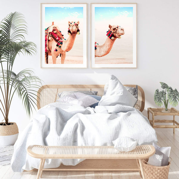 Set of 2 - Boho Desert Camel-The Paper Tree-Artwork,bohemian,boho,boho camel,bright,camel,colourful,moroccan camel,portrait,premium art print,set of 2,set of two,tan,TRIBAL,wall art,Wall_Art,Wall_Art_Prints